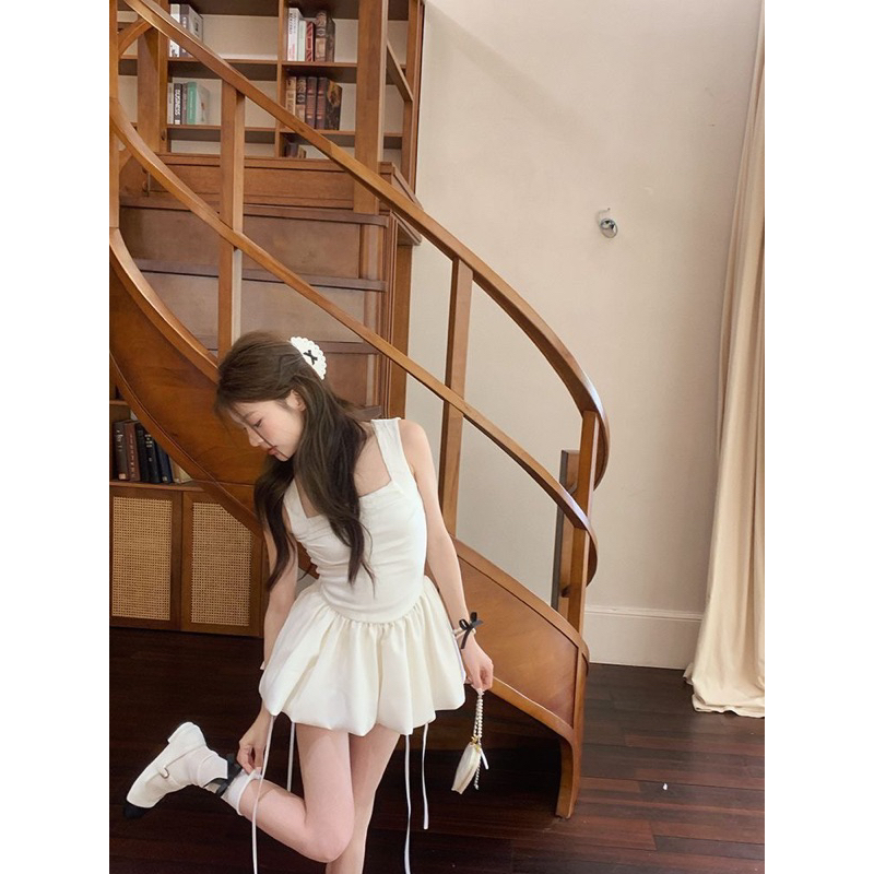 Đầm công chúa dáng xoè hai dây phong cách hàn quốc