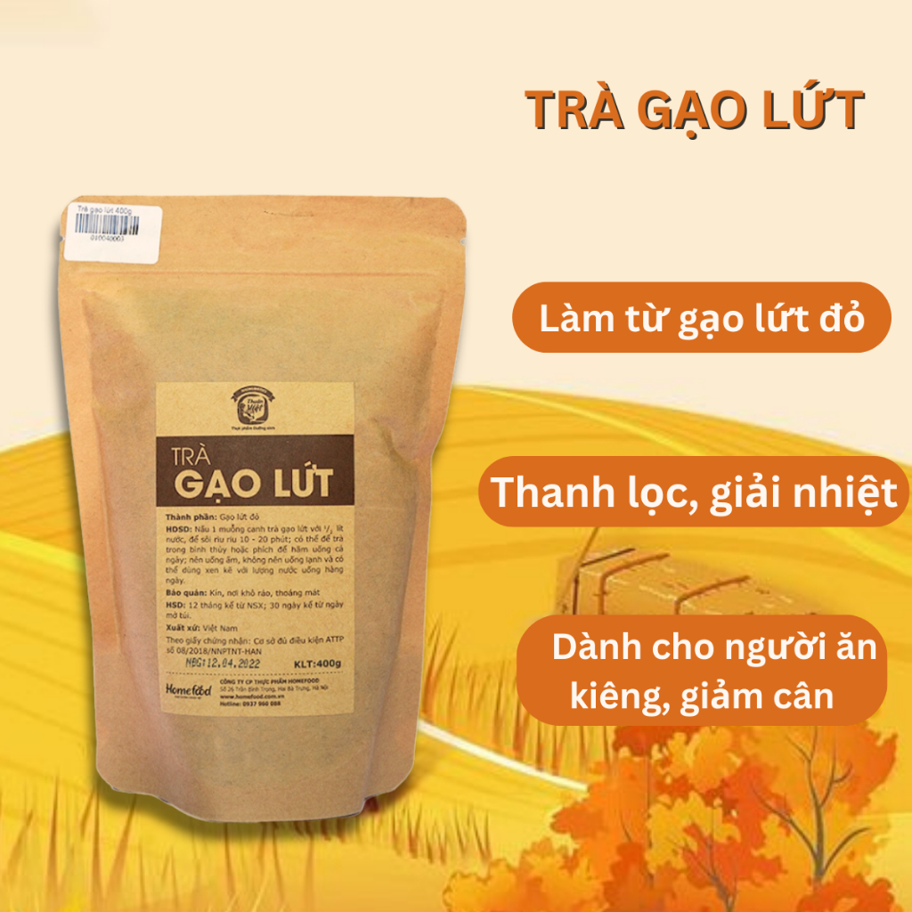 Trà gạo lứt Homefood 400g giảm cân, đẹp da, chống lão hóa