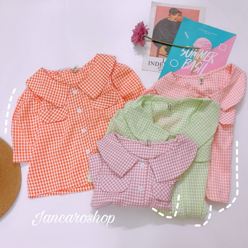 Áo Caro Cổ Sen Dáng Vừa Chất Kate Mát - Jancaroshop