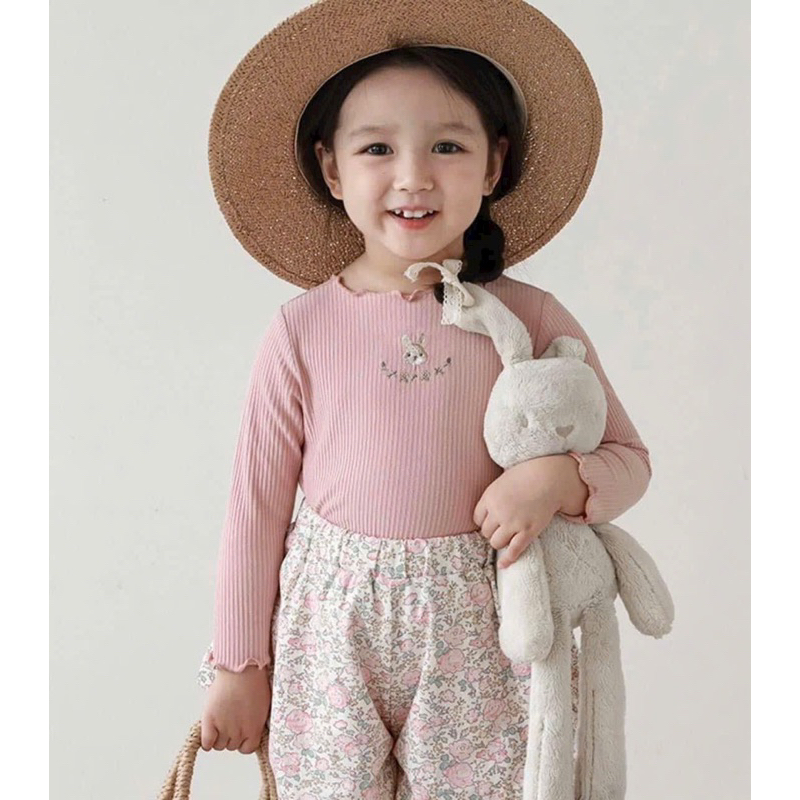 SET 3 ÁO GIỮ NHIỆT THÊU THỎ CHO BÉ GÁI