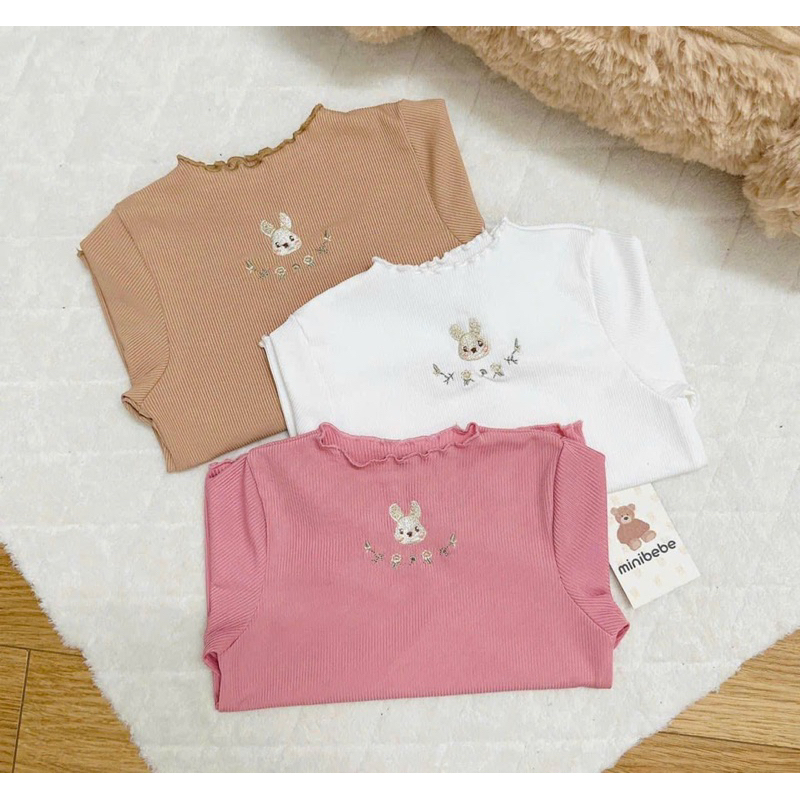 SET 3 ÁO GIỮ NHIỆT THÊU THỎ CHO BÉ GÁI