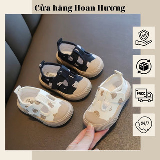 Giày bệt cho bé giày lười hoạ tiết gấu nâu cho bé trai và bé gái