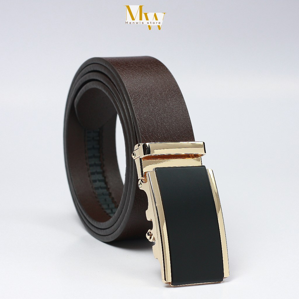Thắt lưng nam, dây nịt nam da bò MENWIS S08 bản 3.5 cm, da bò nguyên tấm 01 lớp, khóa tự động chống gỉ sét, bảo hành 12