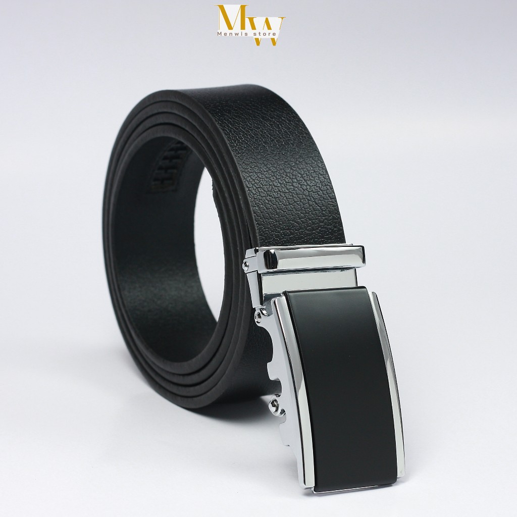 Thắt lưng nam, dây nịt nam da bò MENWIS S08 bản 3.5 cm, da bò nguyên tấm 01 lớp, khóa tự động chống gỉ sét, bảo hành 12