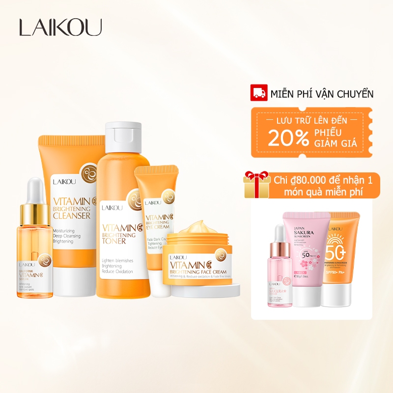 LAIKOU Vitamin C Brightening Toner Chăm sóc da Bộ 5 cái Kem se khít lỗ chân lông