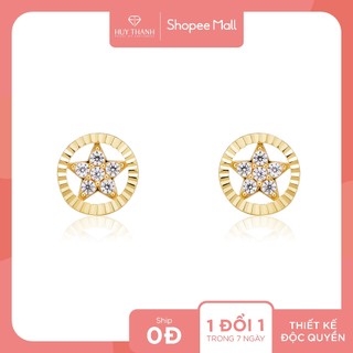 Bông tai nữ hoạ tiết ngôi sao năm cánh may mắn vàng 14k btam123 huy thanh jewelry