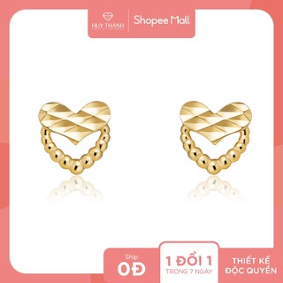 Bông tai nữ hoạ tiết hình trái tim cách điệu vàng 14k btam124 huy thanh jewelry