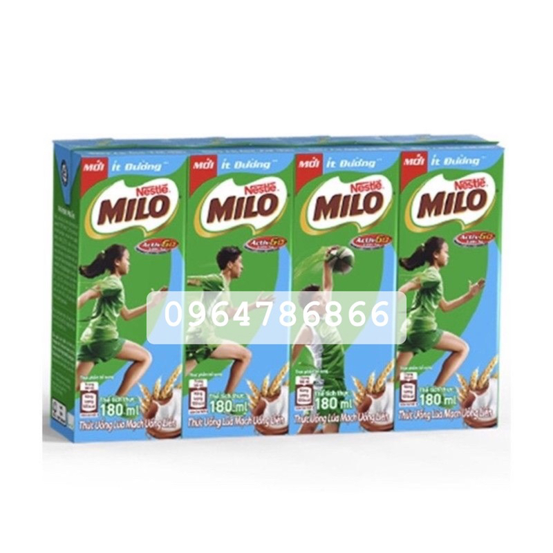 (Chính Hãng) Vỉ 4 Hộp Sữa MiLo Nestle Ít Đường 180ml