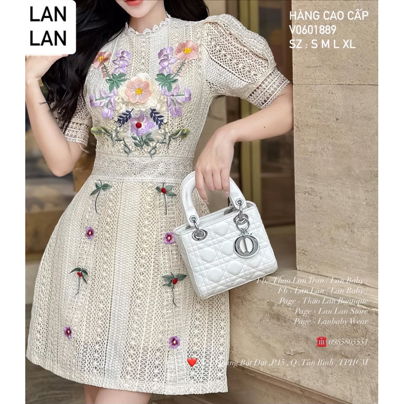ĐẦM REN CAO CẤP  ĐÍNH HOA TAY