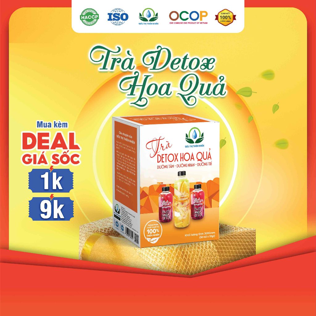 Trà Detox Hoa Quả Nhiều Vị Giúp Giảm Cân, Làm Đẹp Da, Thon Gọn Vóc Dáng - Hộp 30 Gói