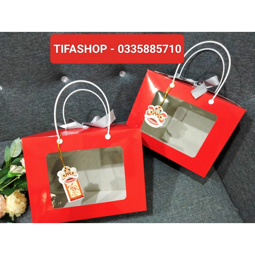 Hộp đựng quà kt 26x20x12,2cm tặng dịp lễ, tết, đựng mỹ phẩm, thực phẩm, bánh mứt,...có dán mica 1 mặt