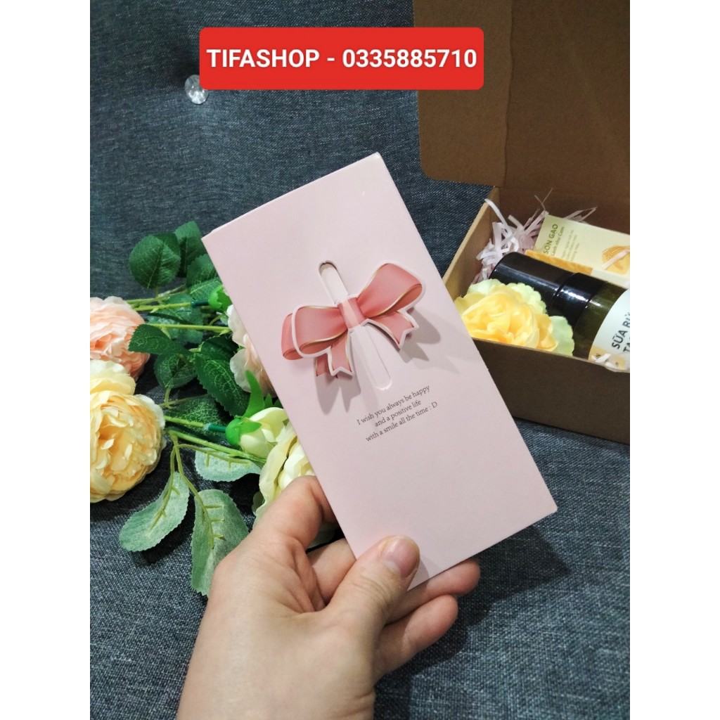 Thiệp nơ 3D tặng nhân dịp lễ, kỷ niệm, mừng sinh nhật, cảm ơn,valentine, ngày phụ nữ, 20/11,20/10,8/3,...siêu xinh
