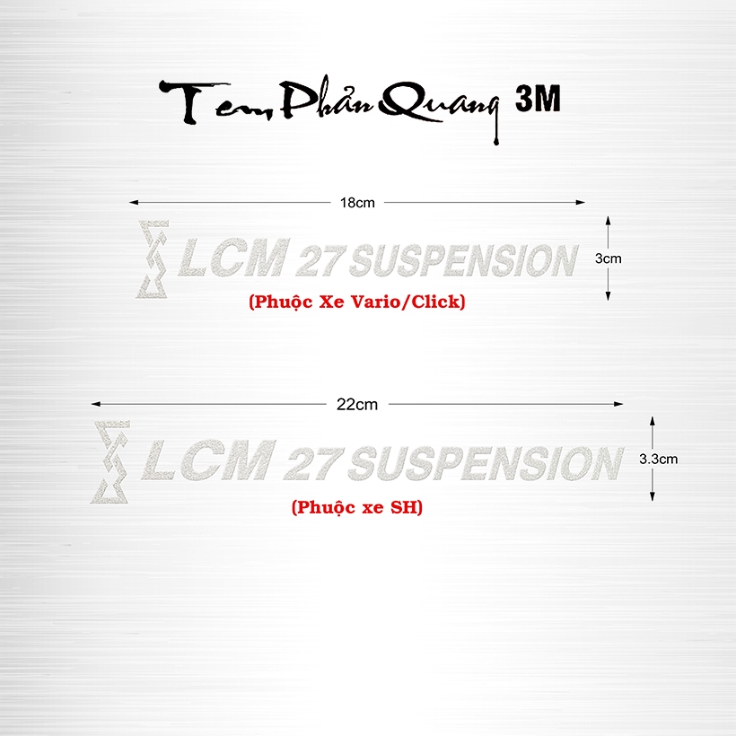 Tem 1 Cặp Dán Phuộc LCM 27 Suspension Decal PVC Chất Liệu Siêu Dày Siêu Nét Chống Thấm Nước