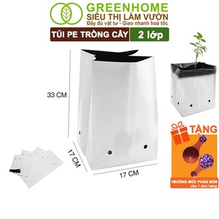 Túi Trồng Cây Greenhome, PE 2 Lớp, 17x33CM Chống UV, Tiện Lợi, Độ Bền 1,5 Năm, Trồng Rau, Hoa