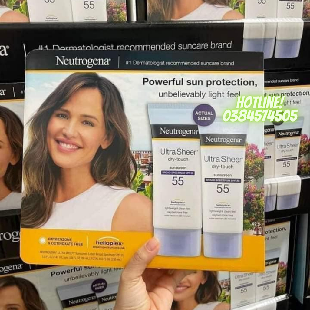 SÉT KEM CHỐNG NẮNG NEUTROGEN ULTRA SHEER 55 DRY TOUCH (147ML + 88ML ) Mỹ chính hãng