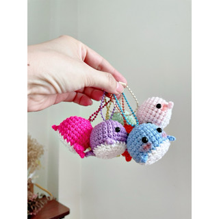 Móc khoá cá heo, cá voi mini bằng len đủ màu cute