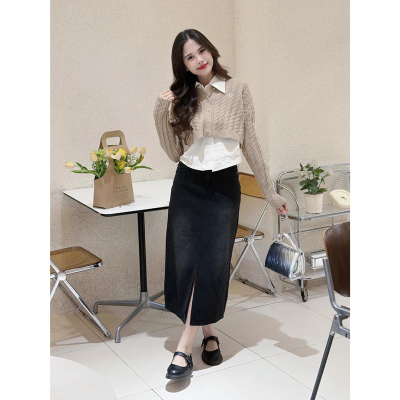 Set - 801 - Áo Len Thêu Chữ - Sơmi