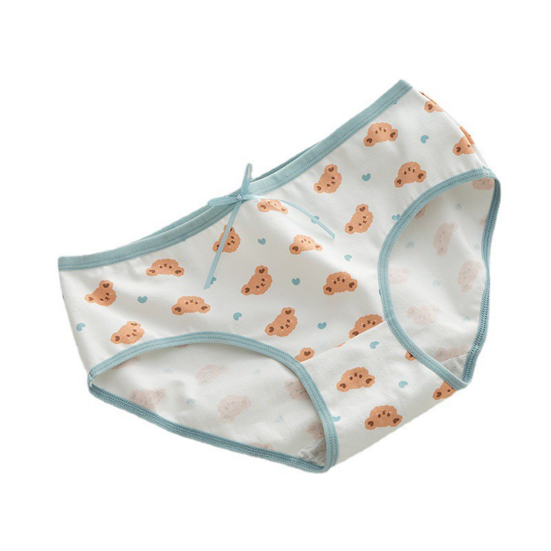 SET 5 Quần Lót Dành Cho Bé Gái,Học Sinh-Quần Chíp Nữ Cotton Thông Hơi,Nâng Mông,Kháng Khuẩn,Phiên Bản Trắng Xanh Ngọc