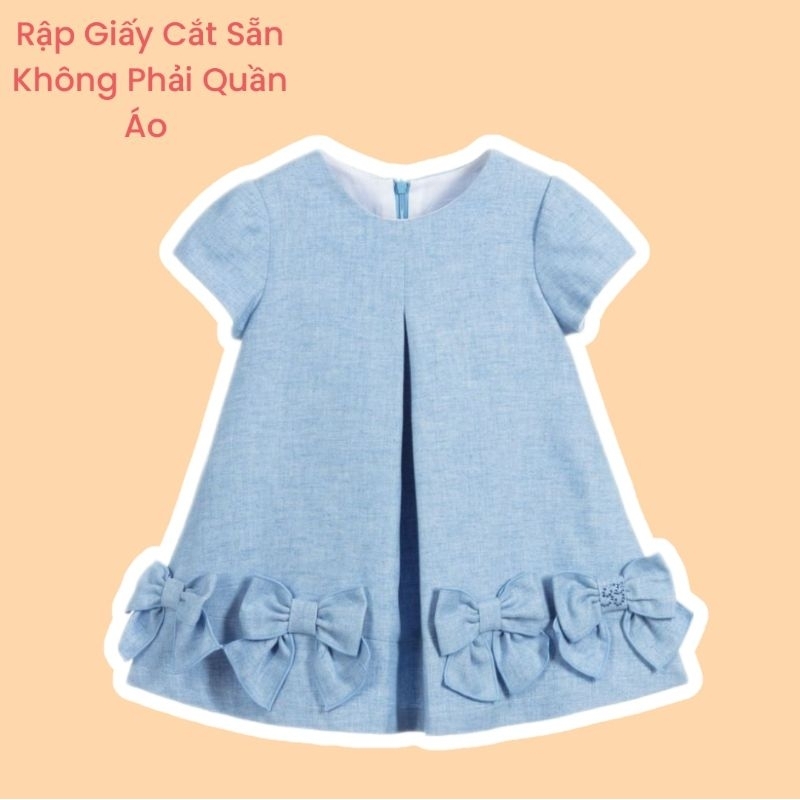 Rập giấy cắt sẵn - Rập giấy may váy suông rộng tay ngắn bé gái