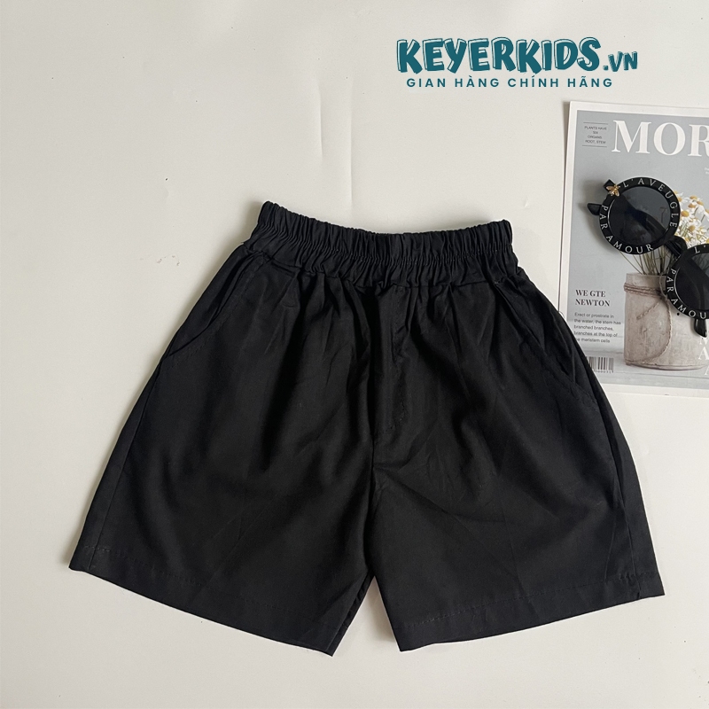 Set Bộ Sơ Mi Soái Ca Cho Bé Trai KEYER KIDS, Áo Sơ Mi Có Túi Chất Thô Phong Cách Hàn Quần Short Kaki Mềm SM08