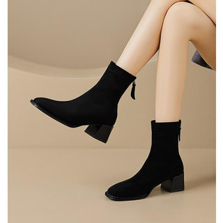Boot cổ lửng Gót Vuông dây kéo bên Big Size_ Hàng Có Sẵn