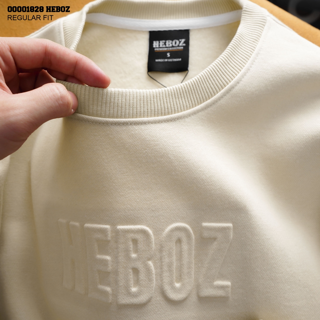 Áo sweater nỉ bông chui đầu dày dặn logo dập nổi Heboz 3 màu - 00001828