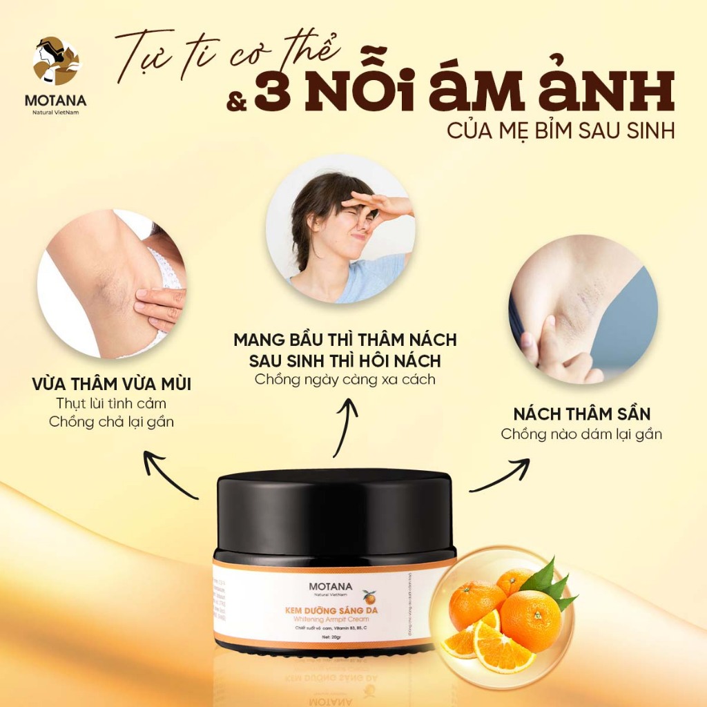 Kem giảm thâm nách Motana 20gr, kem thâm nách, kem nách, thâm mông, đầu gối, khuỷa tay làm sáng da và đều màu