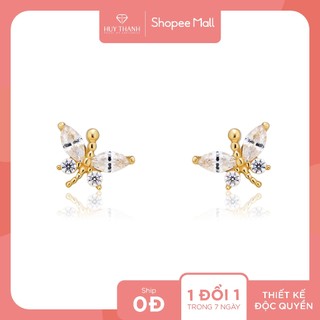 Bông tai nữ hoạ tiết hình chuồn chuồn cách điệu vàng 14k btam131 huy thanh jewelry