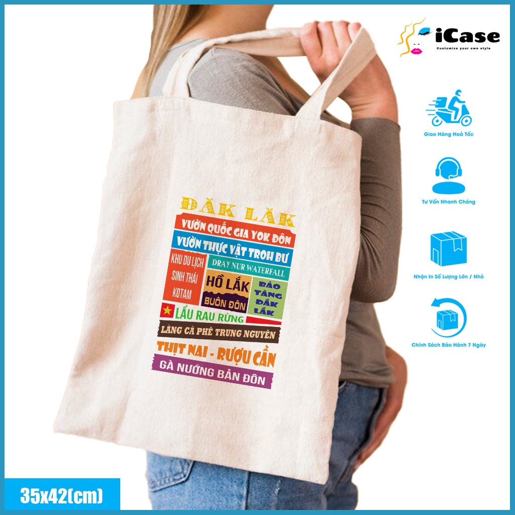 Túi vải Canvas iCase bộ sưu tập tỉnh thành Đắk Lắk -  nhiều kích thước