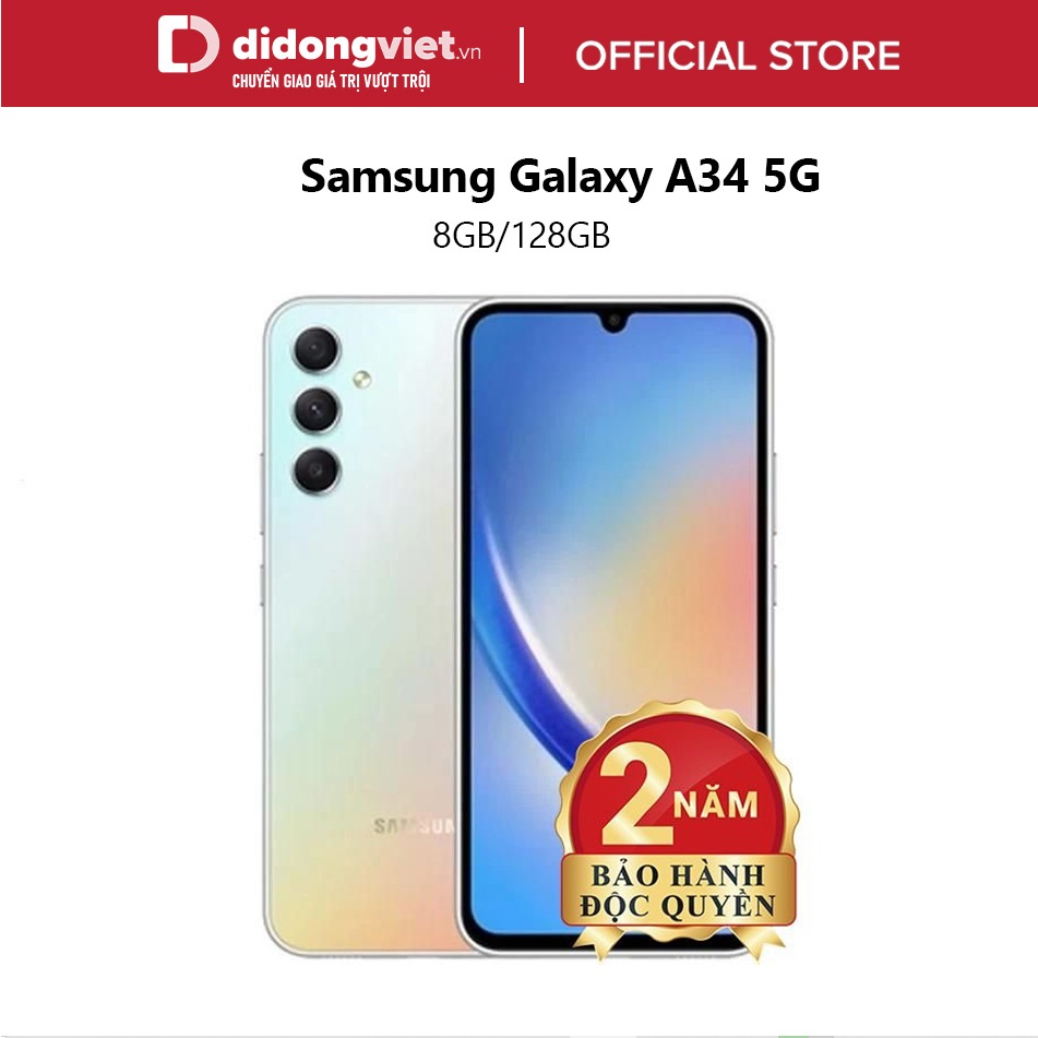 Điện Thoại Samsung Galaxy A34 5G 8GB/128GB - Super Amoled 90Hz, Chipset Dimensity 1080 8 nhân, Bảo hành độc quyền 2 năm
