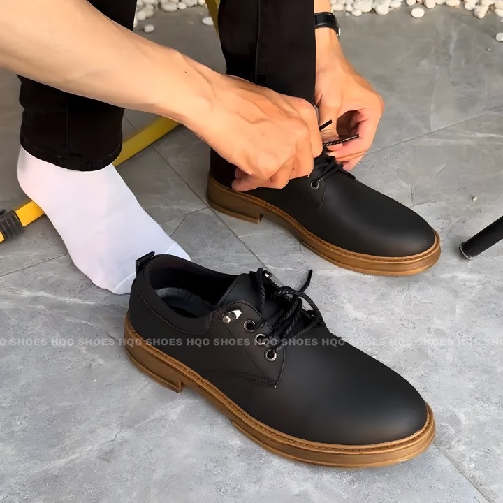 Giày da nam HQC SHOES da bò nhập khẩu dầy dặn đế cao su bảo hành 1 năm Dr25