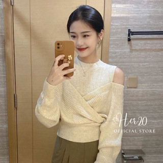   CÓ SẴN  Áo len khoét vai tay dài phong cách thời trang Hàn Quốc cho nữ ALDT105 
