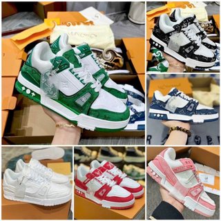 Giày lv louis vuitton trainer black white, giày sneaker lv nam nữ thời trang cao cấp