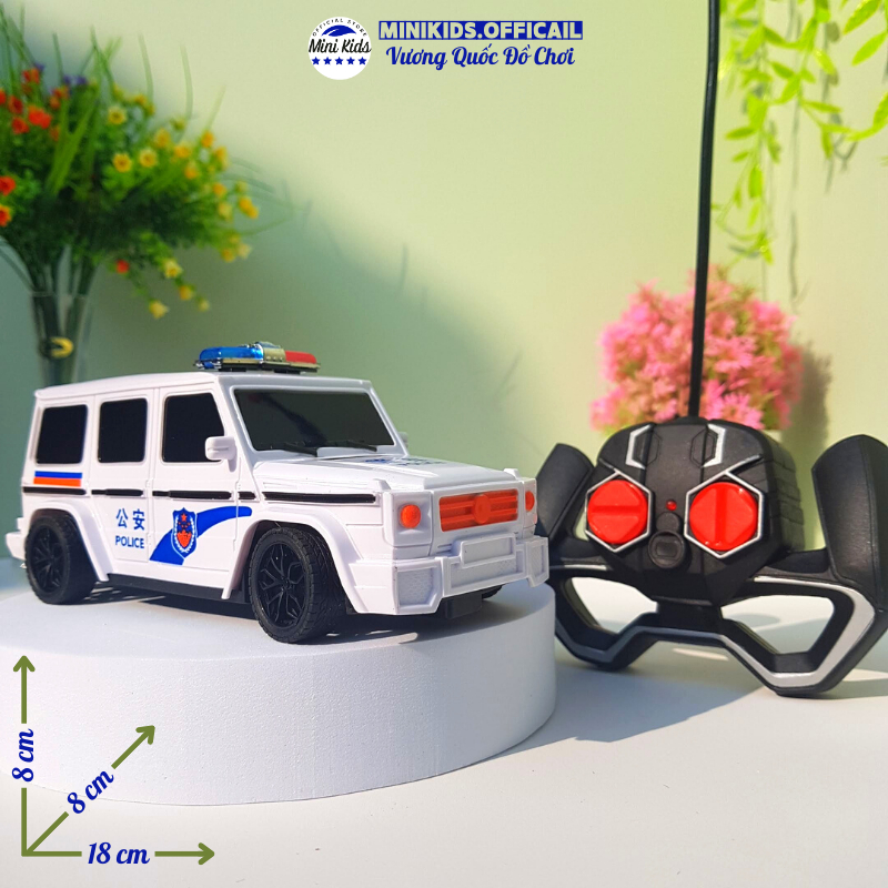 Xe Ô tô điều khiển từ xa 4 chiều mô phỏng xa cảnh sát, chạy nhanh khỏe ( tặng kèm pin ) - Đồ chơi MiniKids