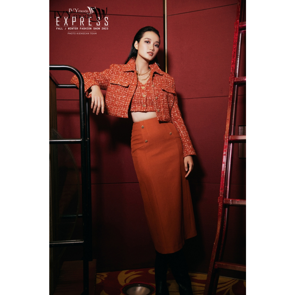 Orange Tweed - Áo dạ suông dáng ngắn nữ IVY moda MS 67B9548