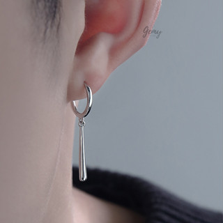 Khuyên tai tròn nam bạc 925 thanh thẳng treo trơn đơn giản basic Straight Line 2 unisex ( 1 chiếc ) | GEMY SILVER KN109