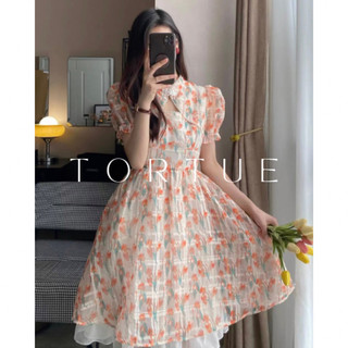 [Sẵn] V283 Đầm váy babydoll hoa cam cổ tàu tiểu thư tết nhẹ nhàng phong cách Pháp Retro Vintage Taobao mới 2023