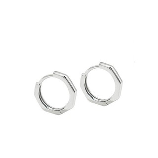 Khuyên tai bạc unisex TWI KLE TIME tròn cạnh đa giác siêu cá tính dày dặn TT242