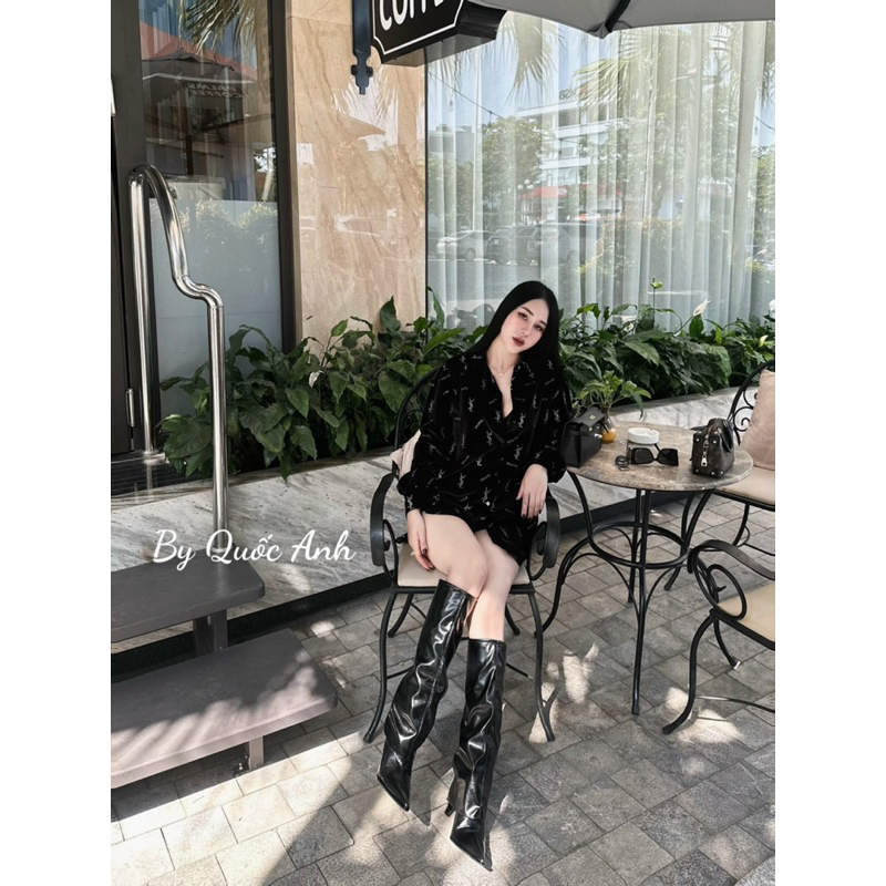 Áo sơ mi nhung Ysl