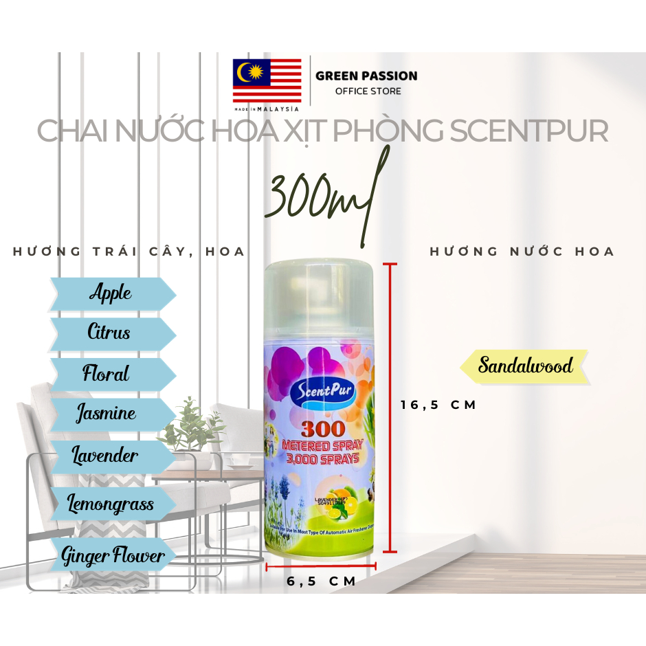 COMBO 2 Bình Xịt Thơm Phòng Scentpur 300ML