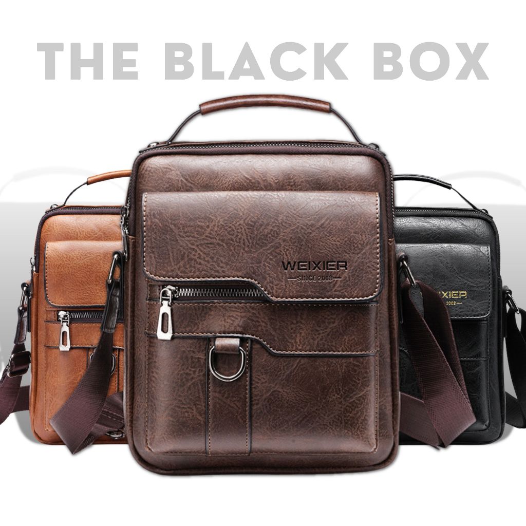 Túi Đeo Chéo Nam WEIXIER Chất Liệu Da Pu Xịn, Cặp Da Đi Học, Đeo Vai Đi Làm Công Sở, Đựng Ipad, Du Lịch - The Black Box