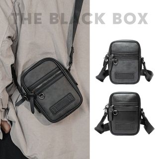 Túi Đeo Chéo Nam Da Pu Nhỏ Gọn Trẻ Trung, Da Loại Xịn 2 Màu Đen Và Xám - The Black Box