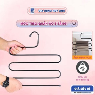 Móc Inox Treo Quần Áo Và Khăn 5 Tầng - Móc Treo Đồ Gấp Gọn Đa Năng Kim Loại Siêu Bền Chịu Lực Tốt
