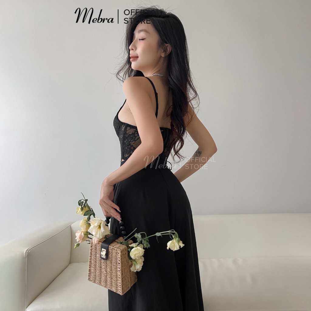 Áo bra corset ren nữ có gọng nâng có kèm mút lắp rời cup chéo có 3 xương chống cuộn tạo eo cá tính gợi cảm Mebra