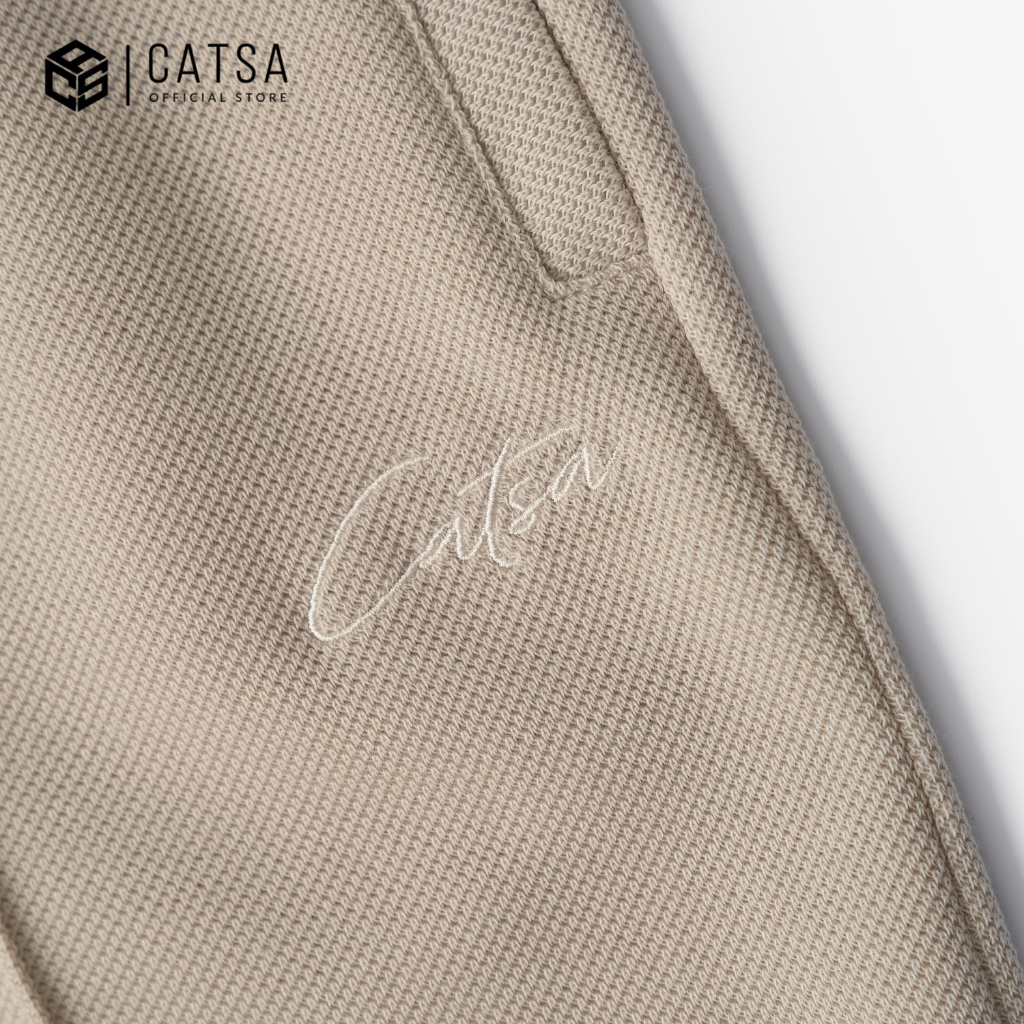 Quần short lưng thun CATSA thêu chữ basic ly quần may nổi tôn dáng chất liệu dày dặn QSJ075-076-077-078