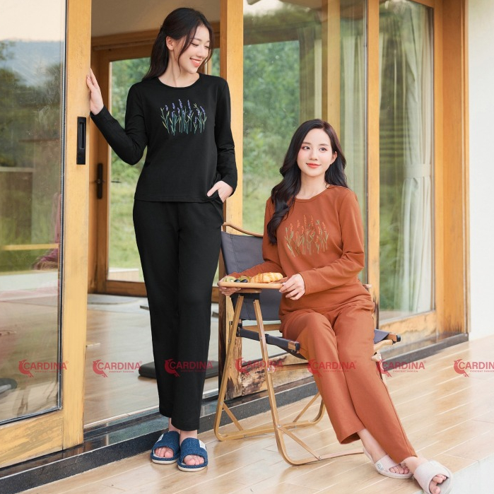 Bộ đồ Nỉ Thu Đông Nữ 𝐂𝐀𝐑𝐃𝐈𝐍𝐀 Chất Vải Nỉ Dày Dặn Mềm Mịn Áo Thêu Hoa Tinh Tế Dáng Basic Dễ Mặc Trẻ Trung Màu Đẹp 3NIF01