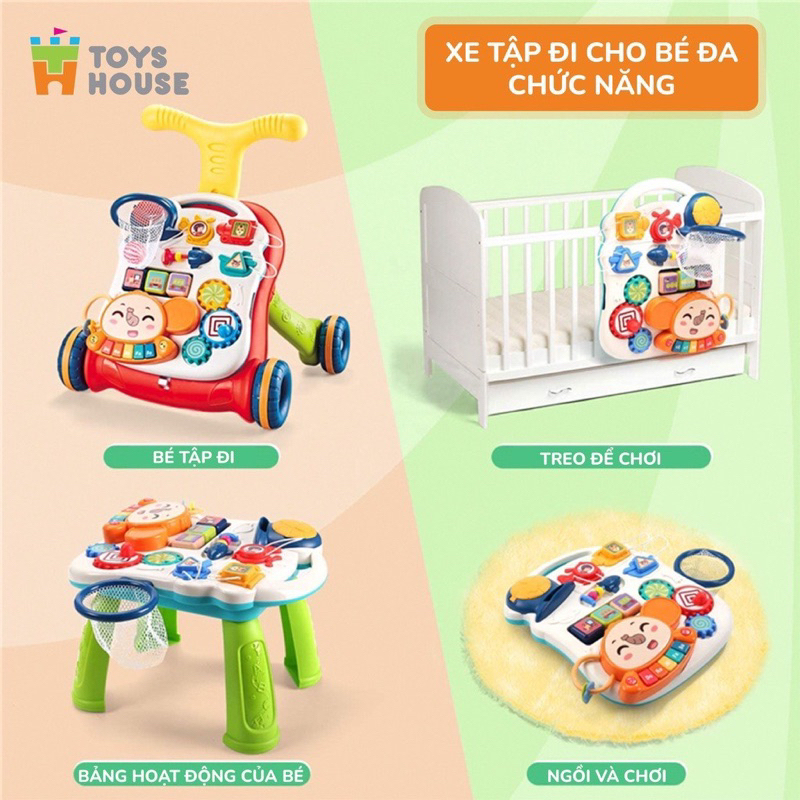 Xe tập đi kiêm bàn đồ chơi đa năng Toyhouse có nhạc
