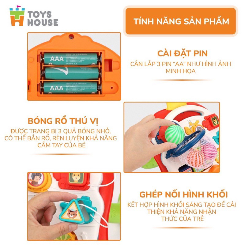Xe tập đi kiêm bàn đồ chơi đa năng Toyhouse có nhạc
