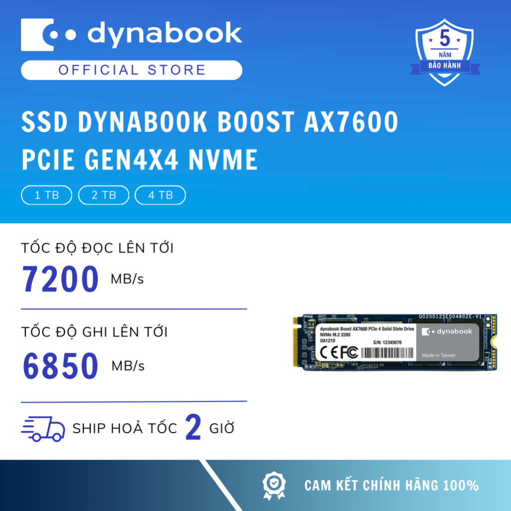 Ổ cứng SSD Dynabook Boost AX7600 dung lượng 1TB/2TB/4TB M2 NVMe | Bảo hành 60 tháng