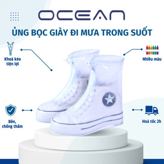[CHỐNG THẤM] Túi bọc giày trong suốt, nhiều màu chống thấm nước khi đi mưa, có khóa kéo tiện lợi A5